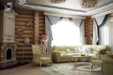дизайн гостиной деревянного дома (Русское Барокко)